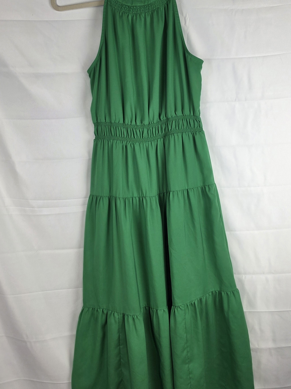 Ann Taylor Emerald Green Tiered Halter Maxi Dress